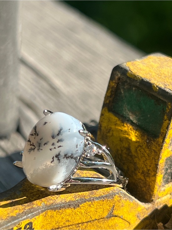 Jewelry - Dendritic Opal 6.3 ct set in Silver Tone Ring